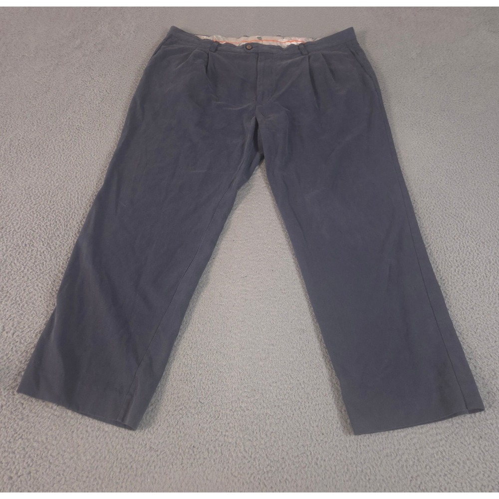Tommy Bahama Pants Mens 42x32 Blue Grey Straight Leg Silk Cotton Travel Luxury